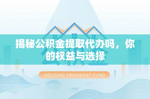 枞阳揭秘公积金提取代办吗，你的权益与选择